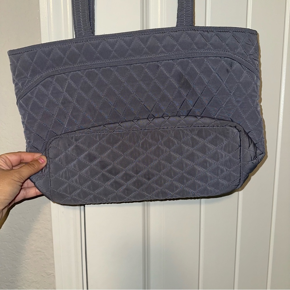Vera Bradley Quilted Tote Bag Small‎ Pockets Vacation Casual Purse Handbag Gray - Picture 4 of 6